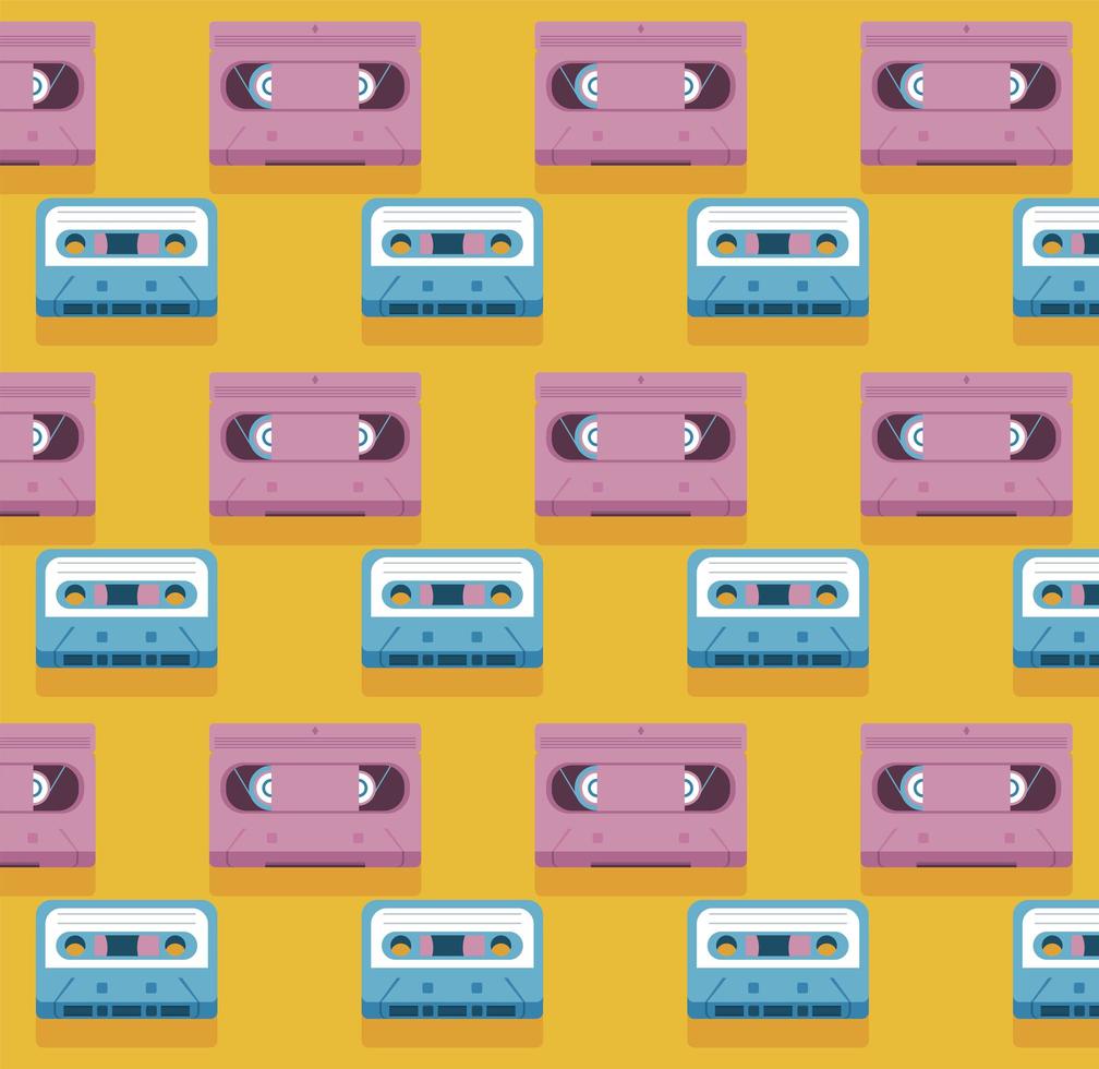 retro style music cassette blue and pink record vector