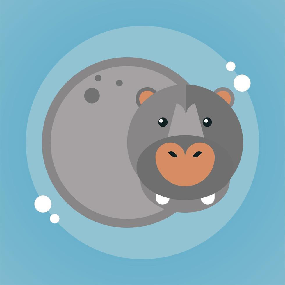 hippo wild animal nature character vector