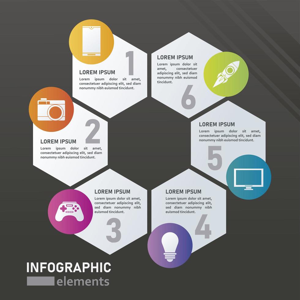 statistics infographics steps with rhombus figures in black background vector