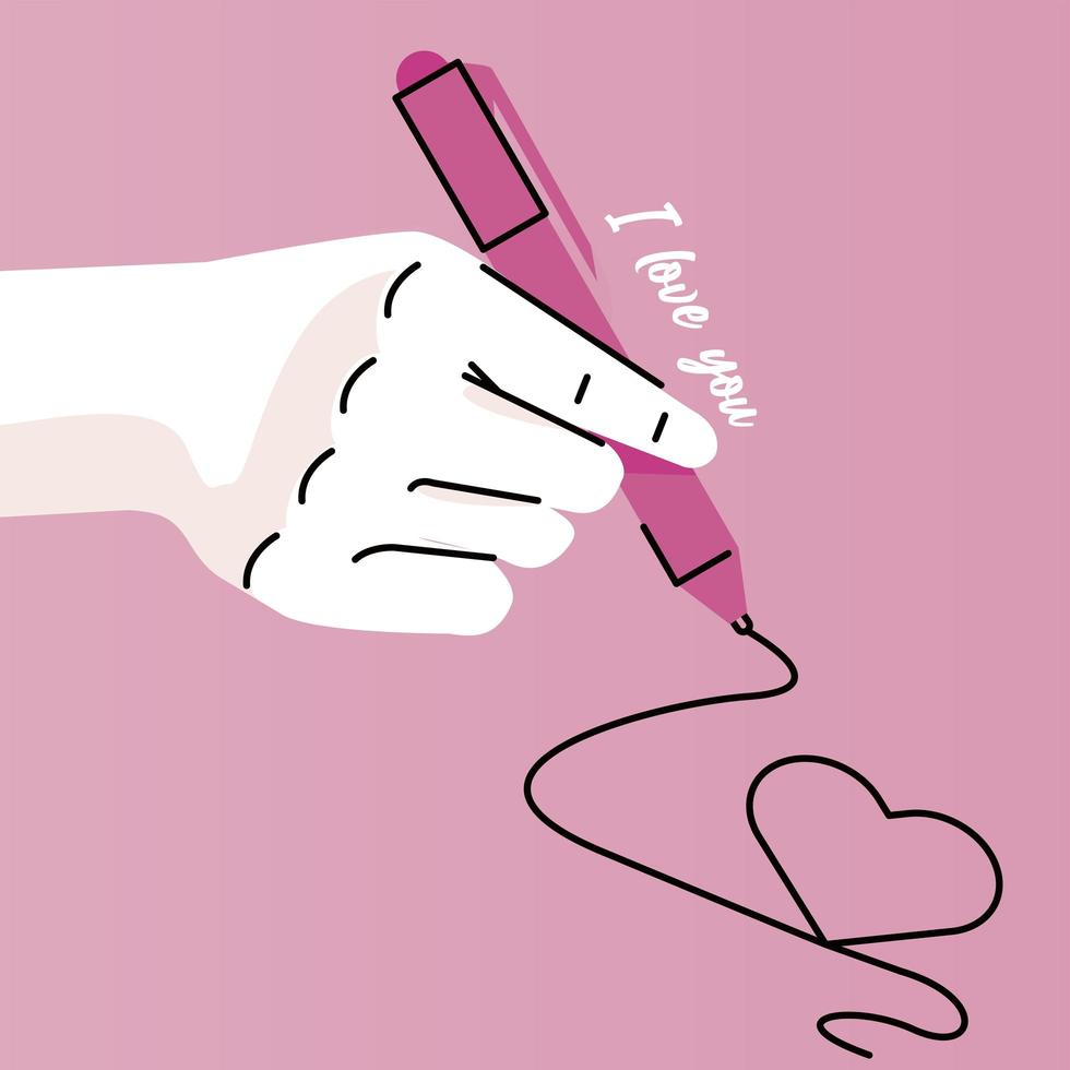 hand human writing love with pen icon vector