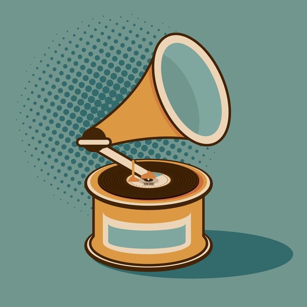 old gramophone vinyl player retro style vector