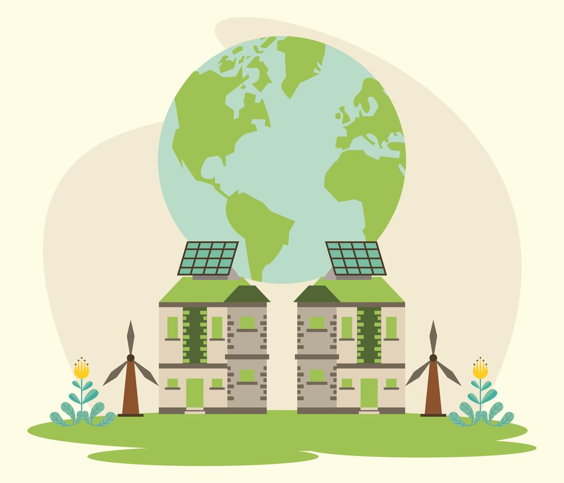 save the nature campaign with world planet vector