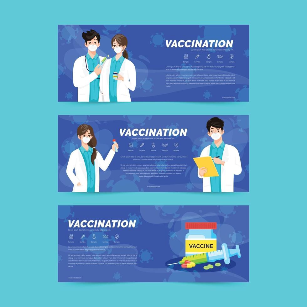 Corona Virus Vaccination Banner Set vector
