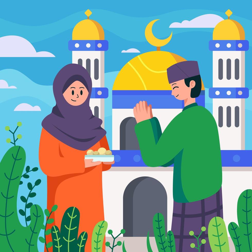 Greetings during Eid Al Fitr vector