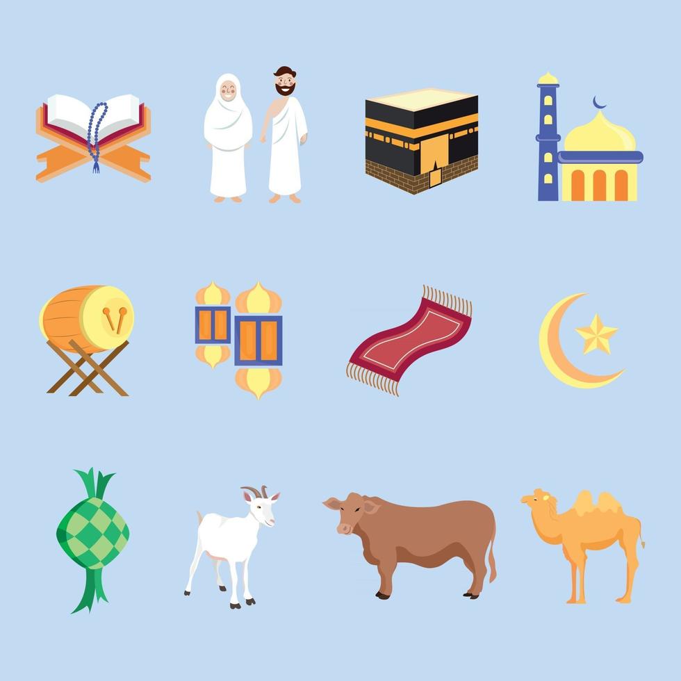 conjunto de iconos de eid adha vector