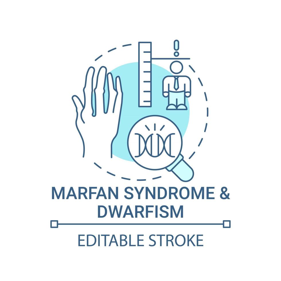 Marfan syndrome and dwarfism blue concept icon vector