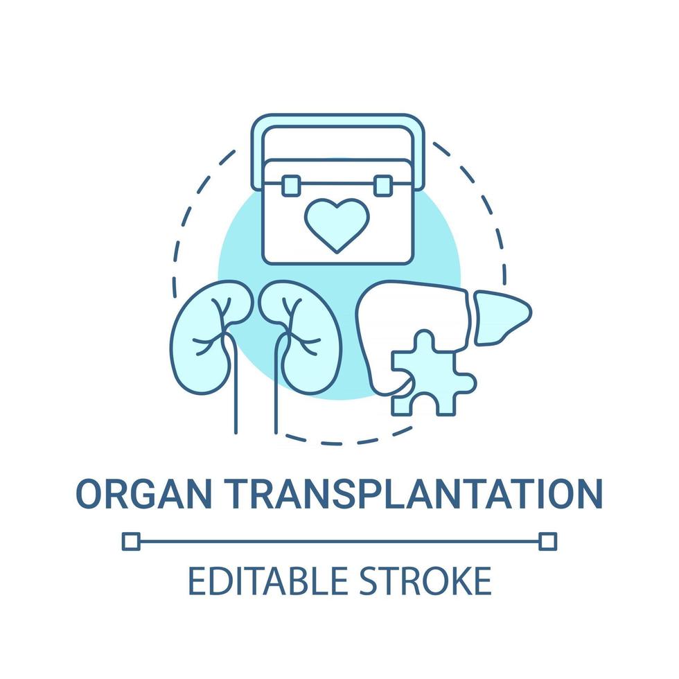 Organ transplantation blue concept icon vector