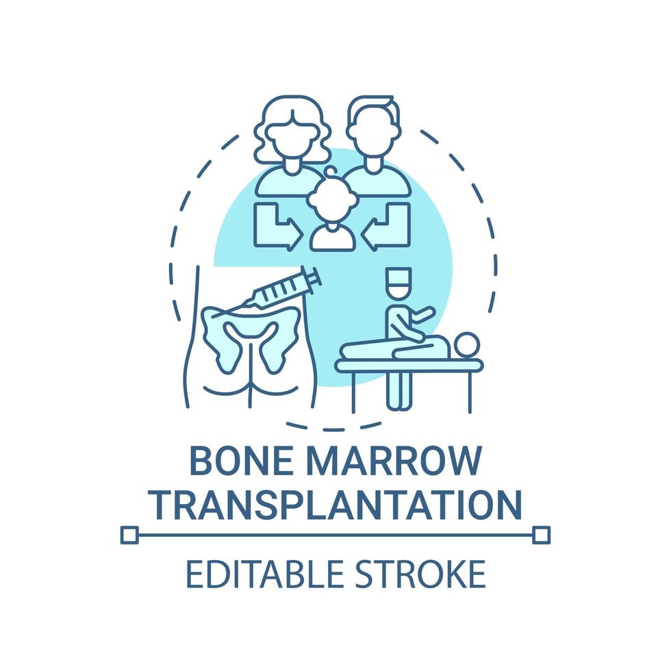 Icono de concepto azul de trasplante de médula ósea vector