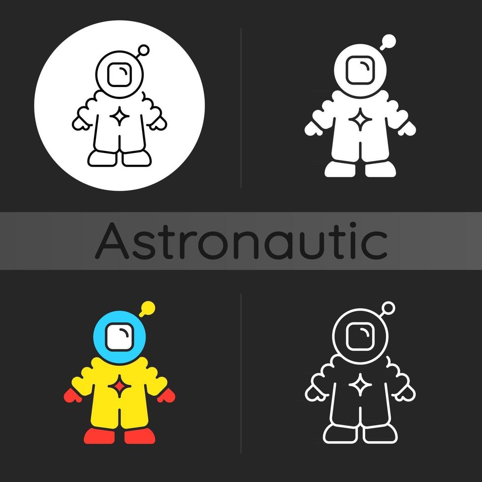 icono de tema oscuro astronauta vector