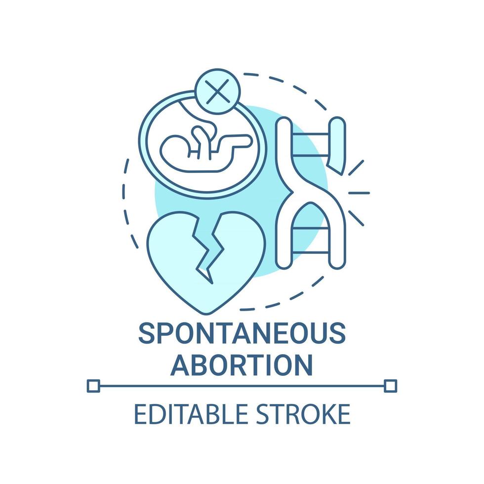 Spontaneous abortion blue concept icon vector