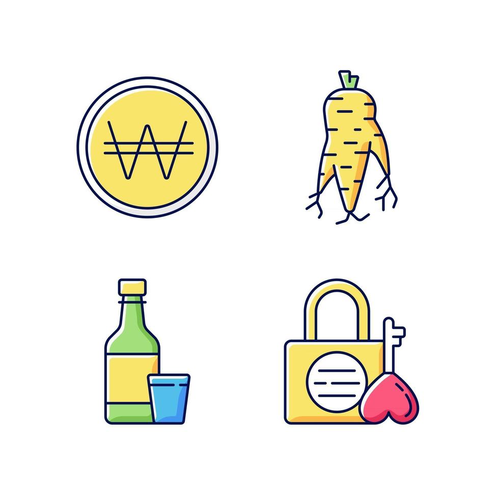 Korea RGB color icons set vector