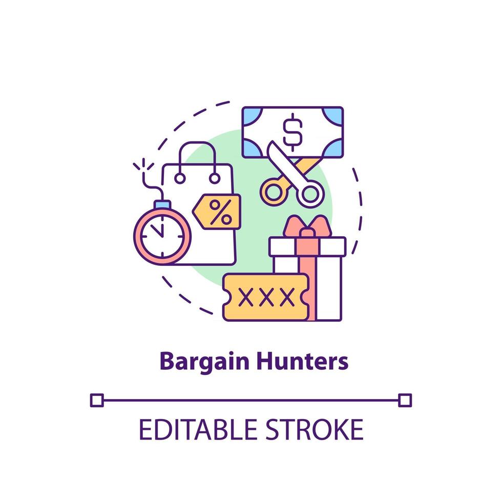 Bargain hunters concept icon vector