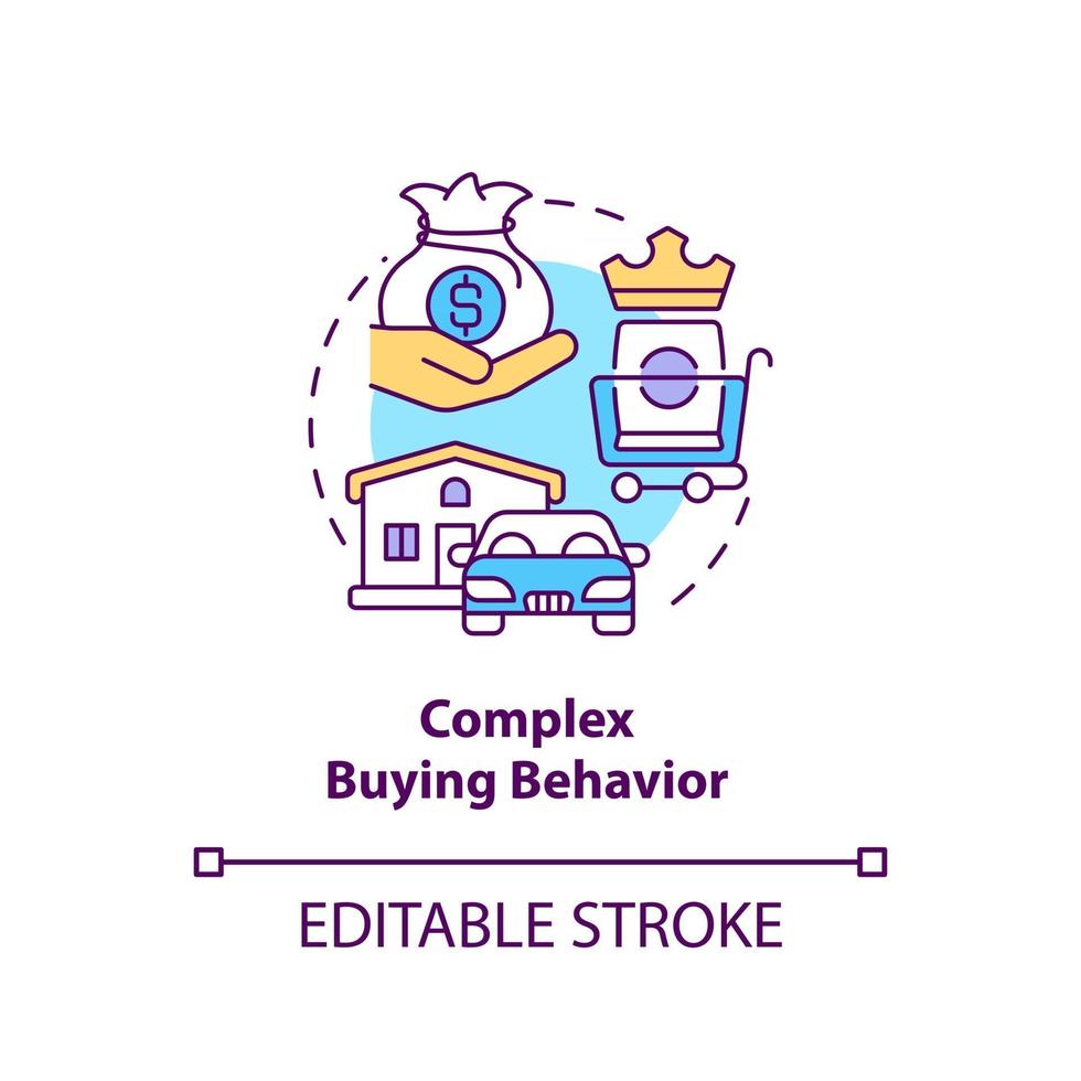 Complex buying behavior concept icon vector