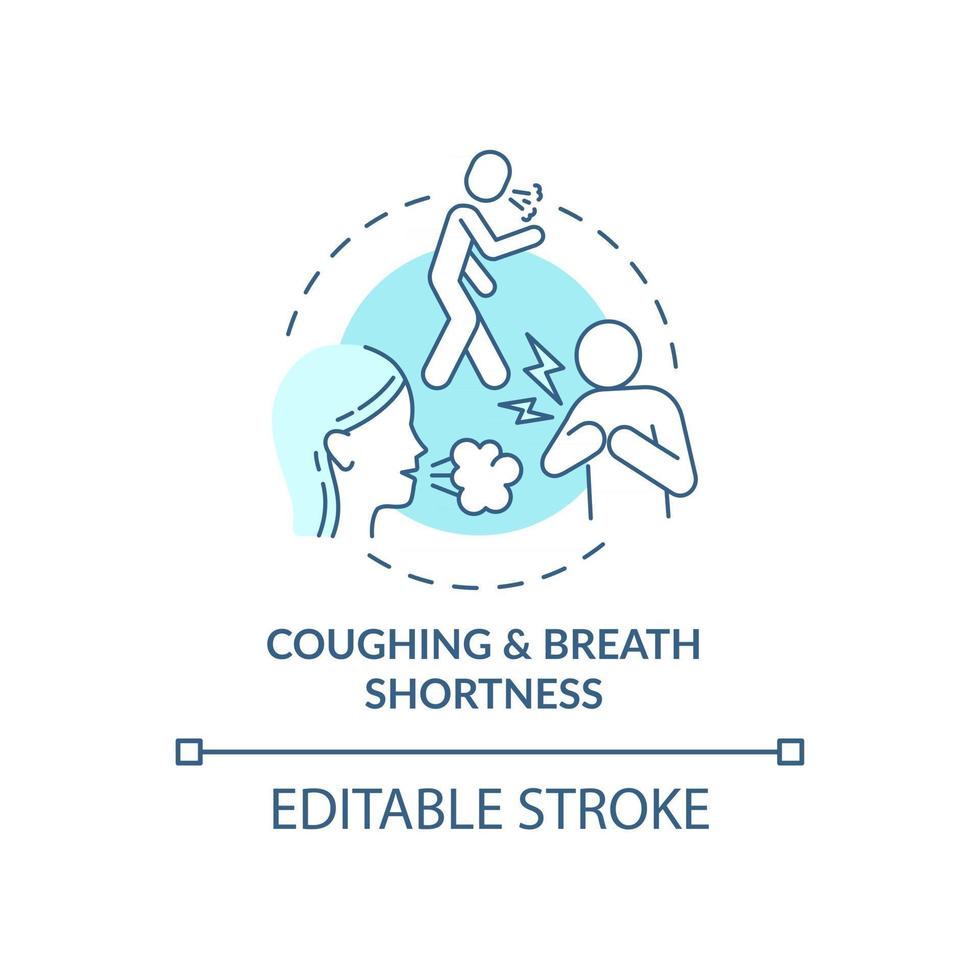 Coughing and breath shortness concept icon vector