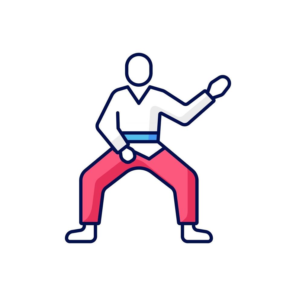 icono de color de taekwondo rgb vector