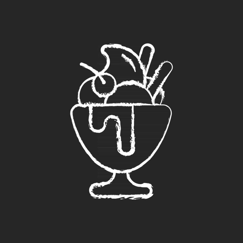 Frozen yogurt chalk white icon on black background vector