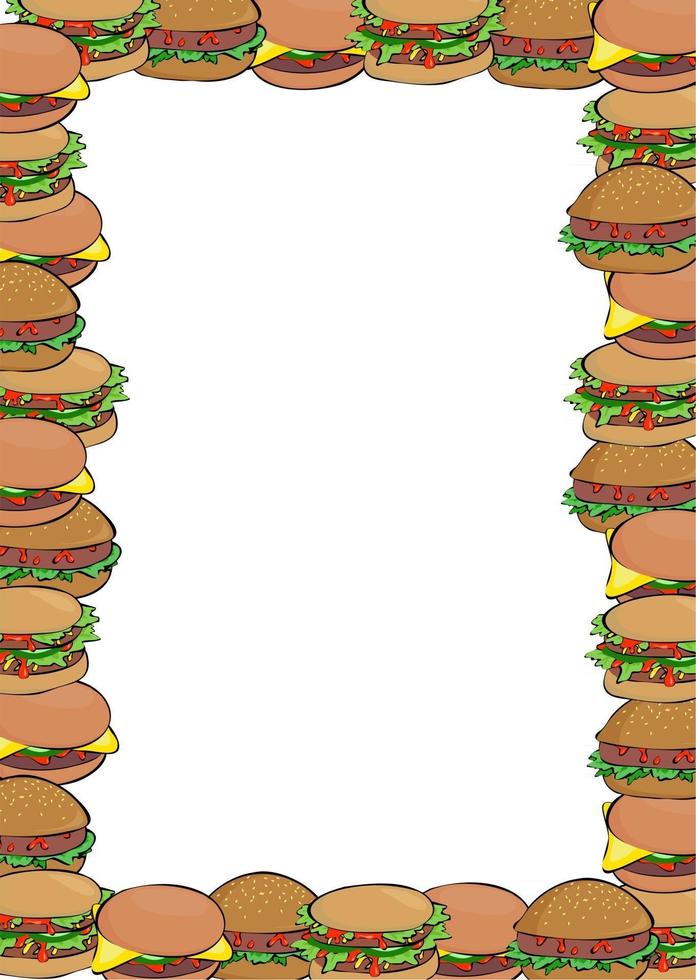 Tasty Cheese Burger Border vector