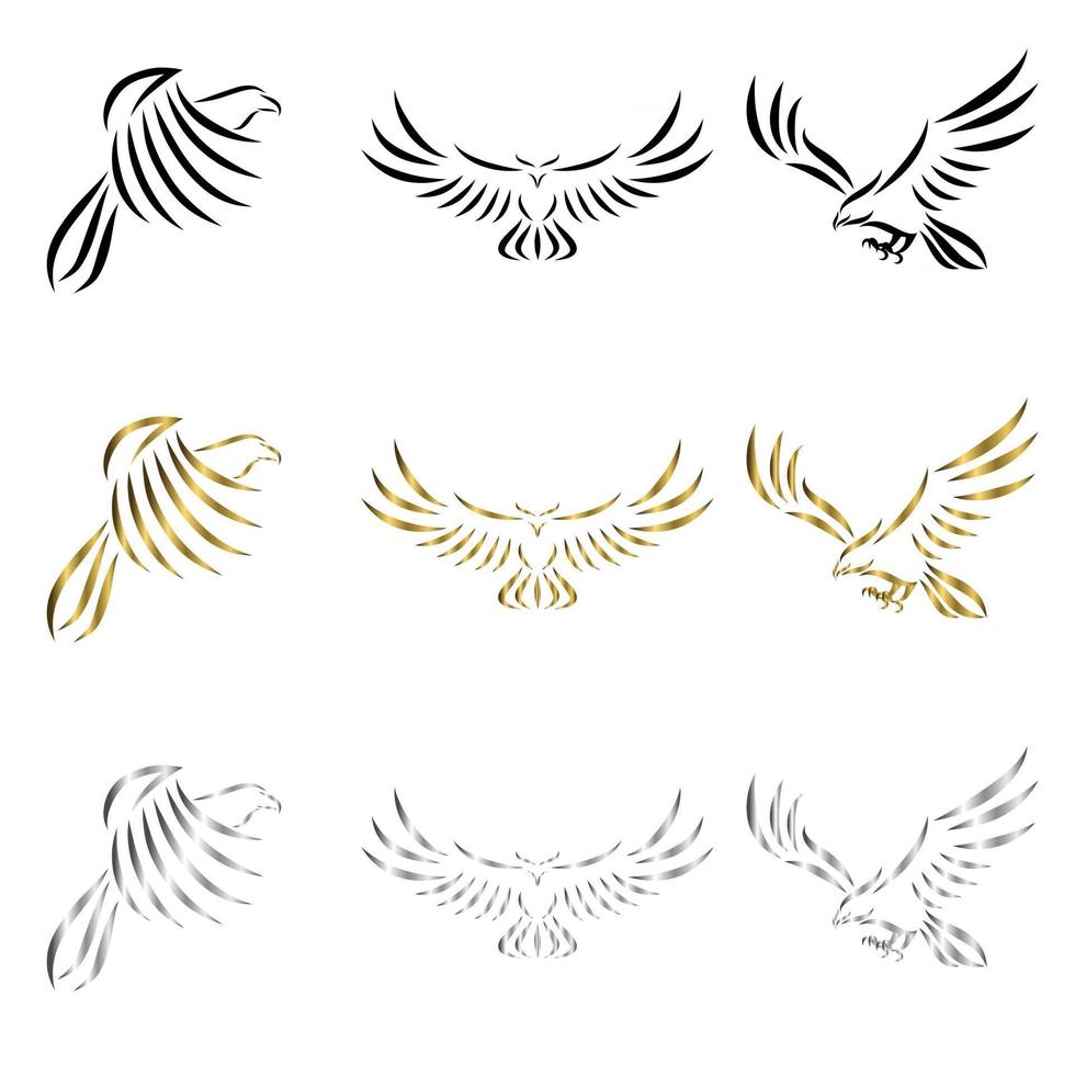 Set of line art vector logo of eagle Can be used as a logo Or decorative items