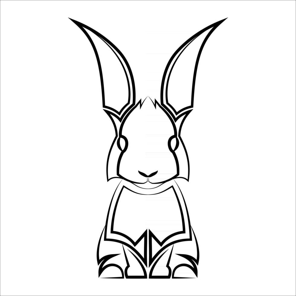 arte de línea en blanco y negro de conejo buen uso para símbolo icono de mascota avatar tatuaje diseño de camiseta logo o cualquier diseño que desee vector