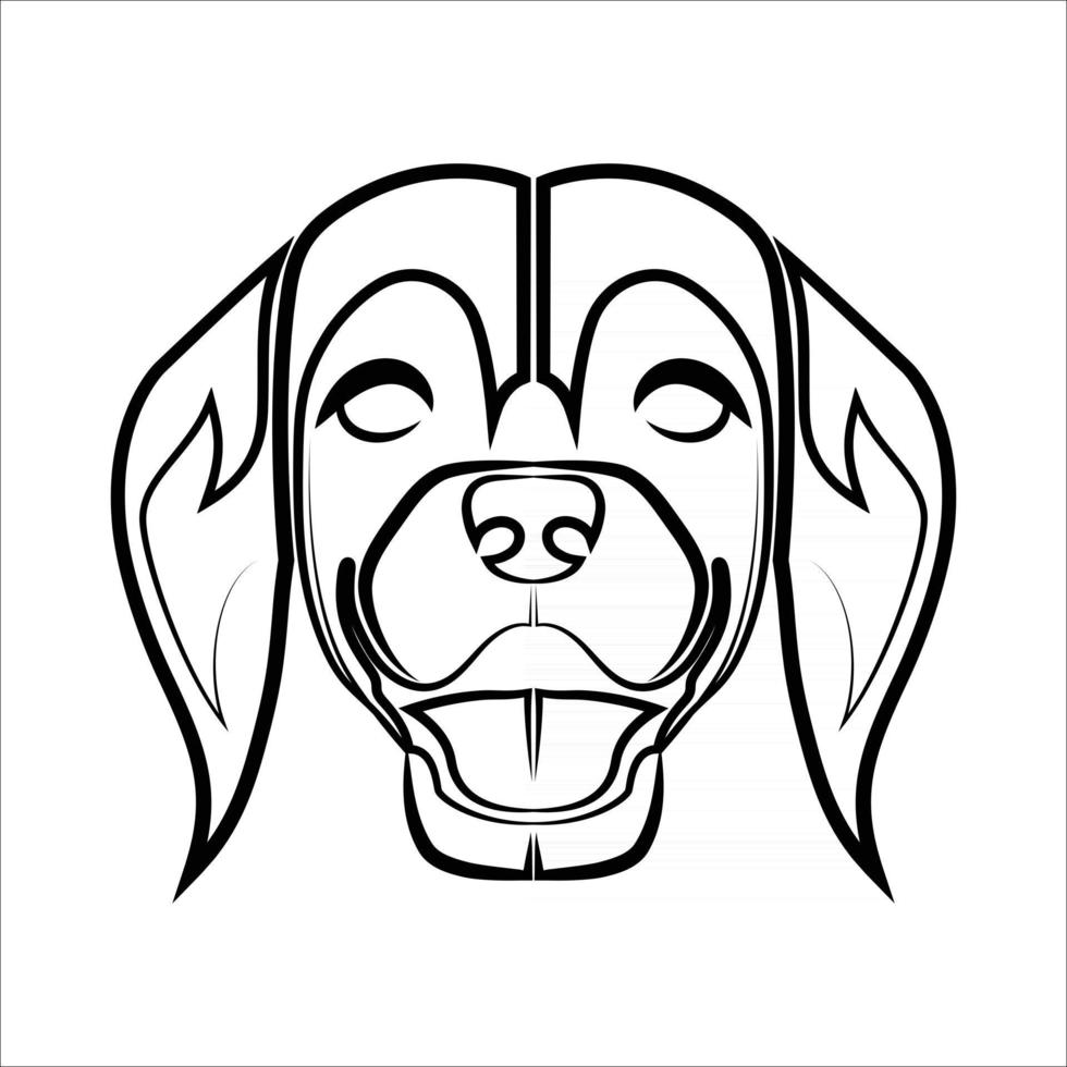 arte lineal en blanco y negro del frente de la cabeza de perro beagle buen uso del símbolo icono de la mascota avatar tatuaje diseño de camiseta logo o cualquier diseño vector