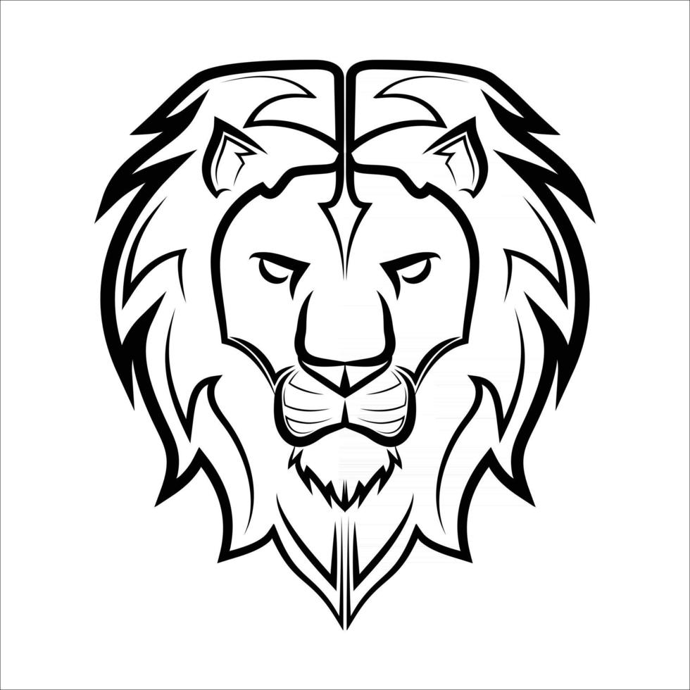 Black and white line art of the front of the lion head It is sign of leo zodiac Good use for symbol mascot icon avatar tattoo T Shirt design logo or any design vector