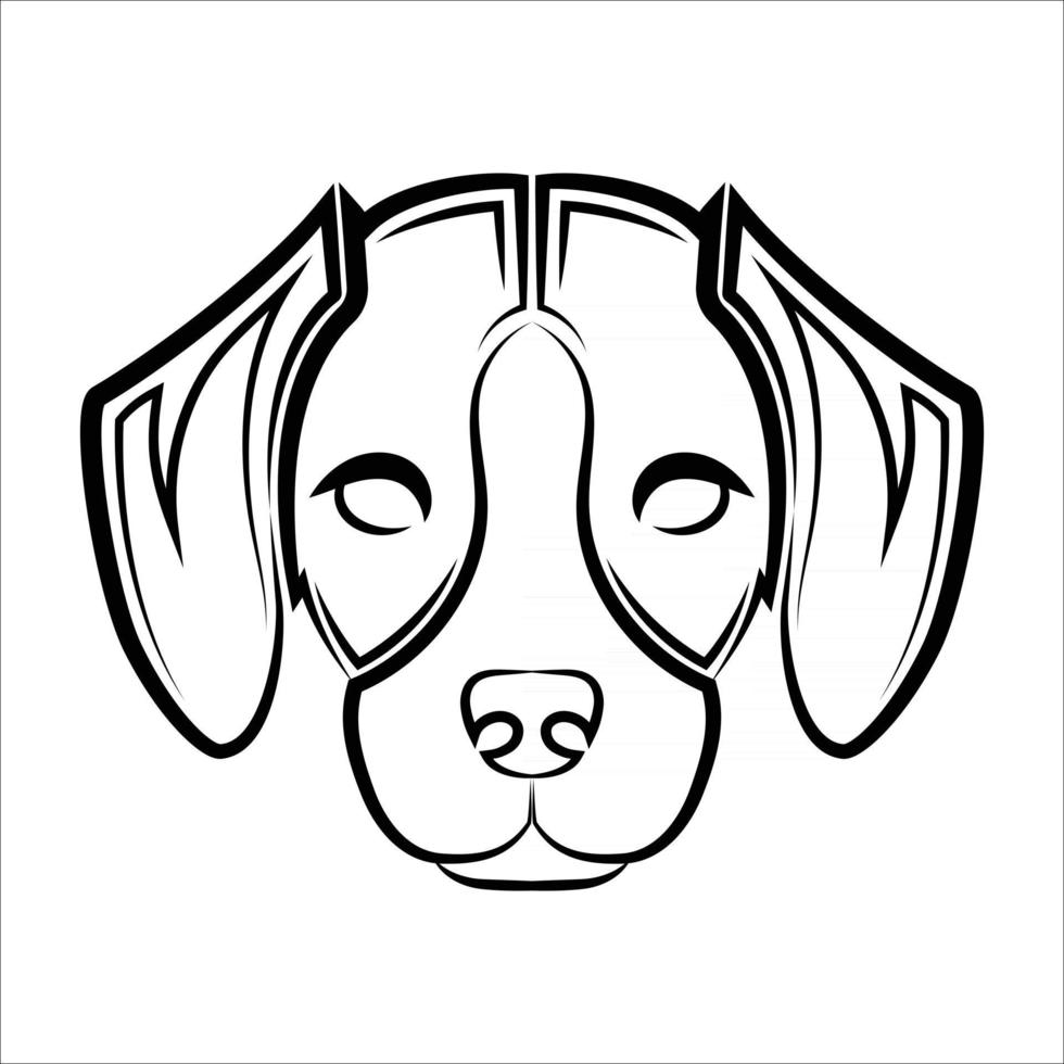 arte lineal en blanco y negro del frente de la cabeza de perro beagle buen uso del símbolo icono de la mascota avatar tatuaje diseño de camiseta logo o cualquier diseño vector