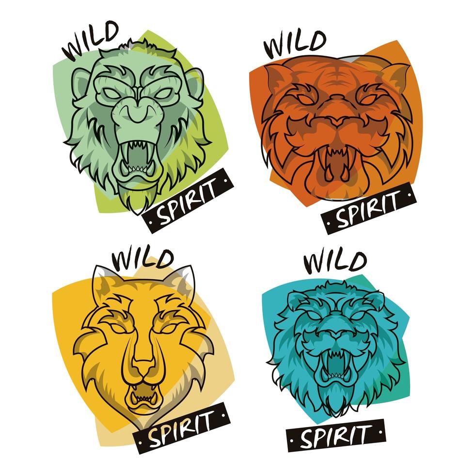 wild animals spirit creative design vector