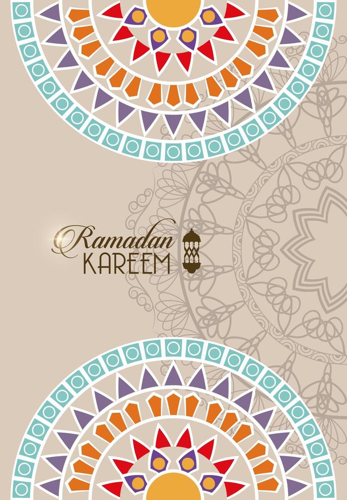 Tarjeta eid mubarak con letras y marco de mandalas. vector