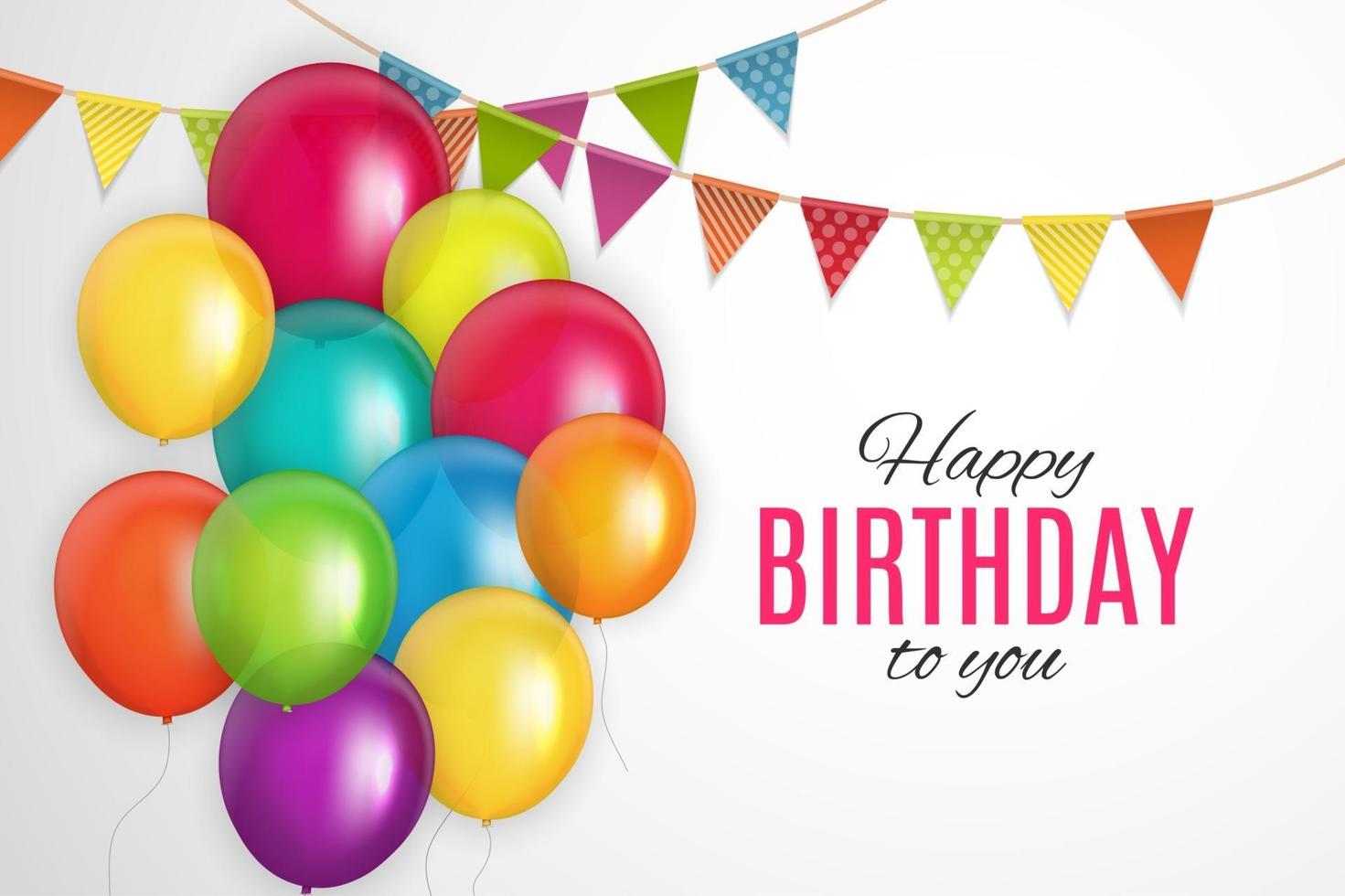 Color Glossy Happy Birthday Balloons Banner Background Vector Illustration