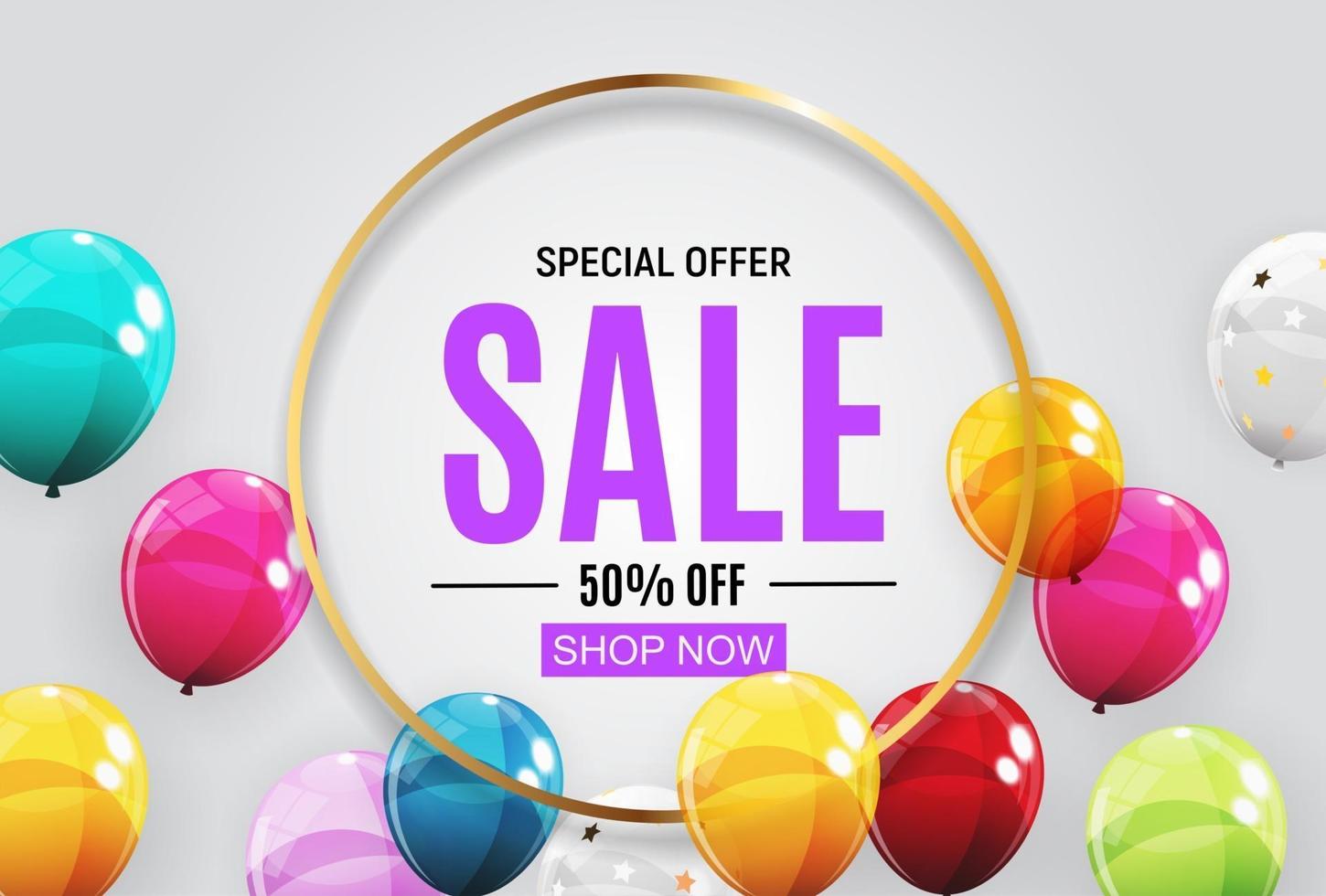 Abstract Designs Sale Banner Template with Balloons vector