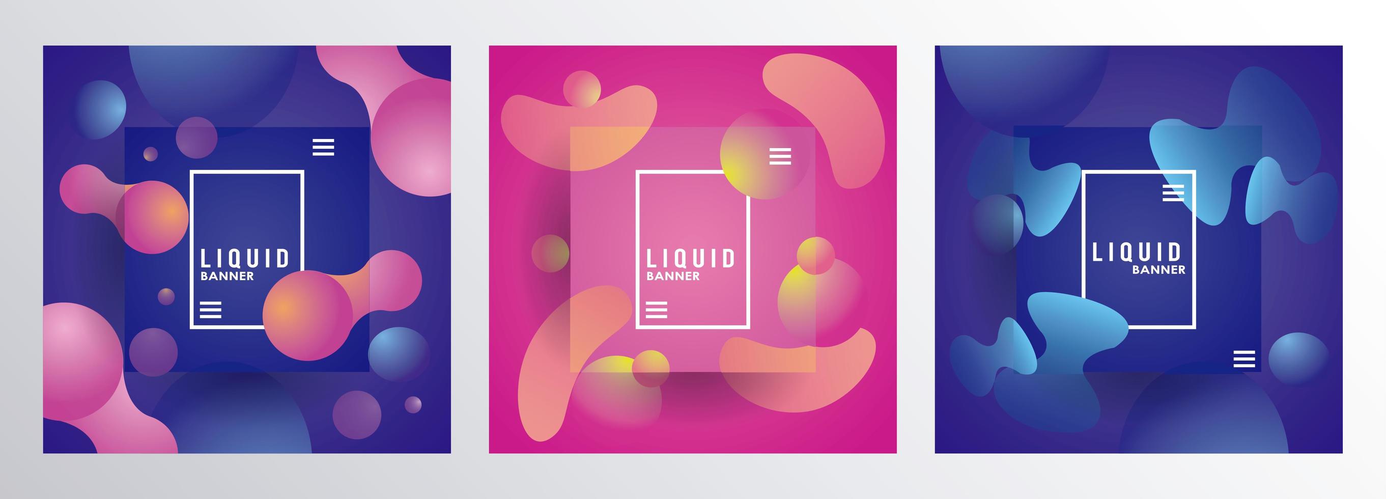 liquid and waves colorful banners backgrounds vector