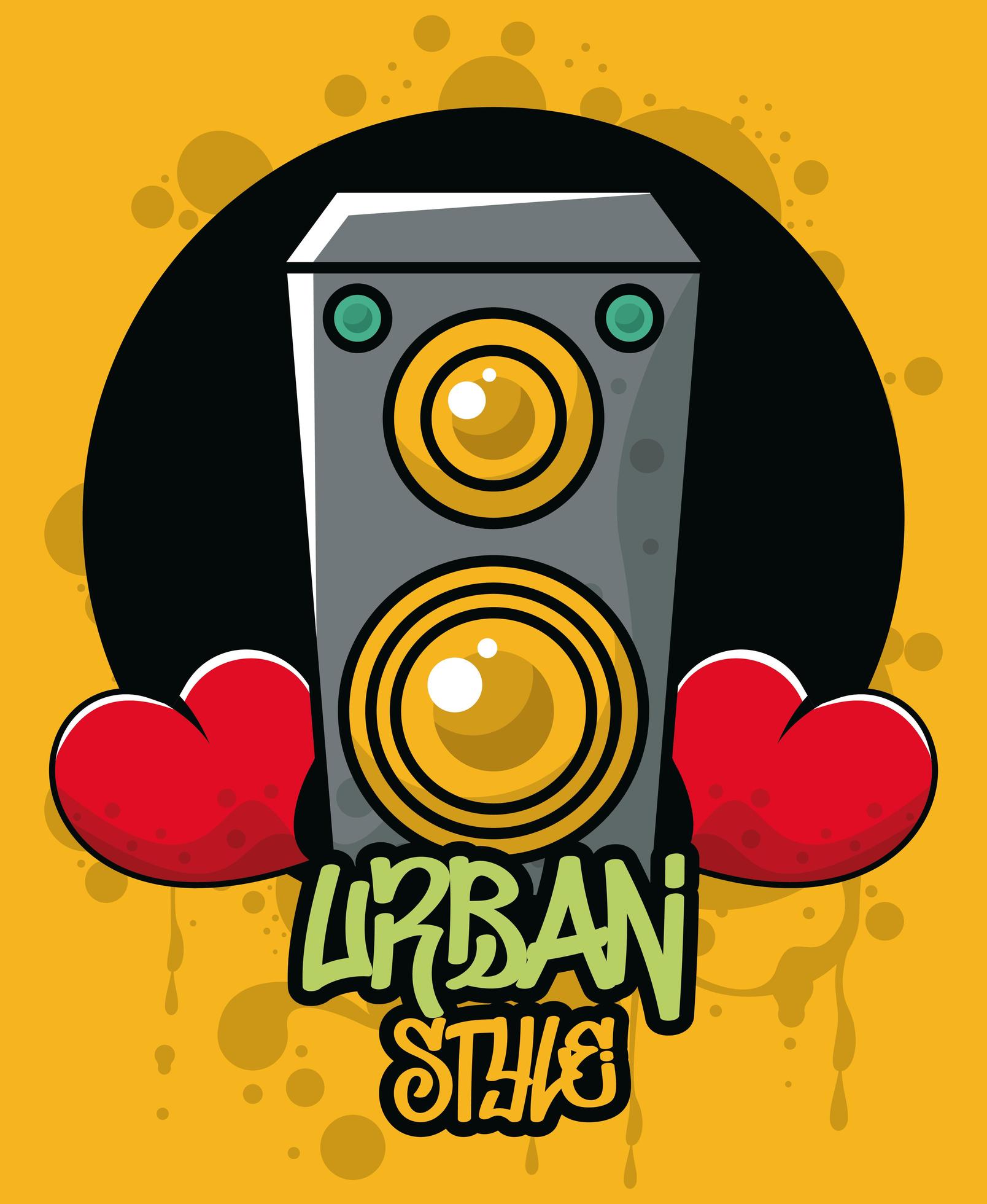 graffiti urban style poster with heart and speaker 2470708 Vector Art