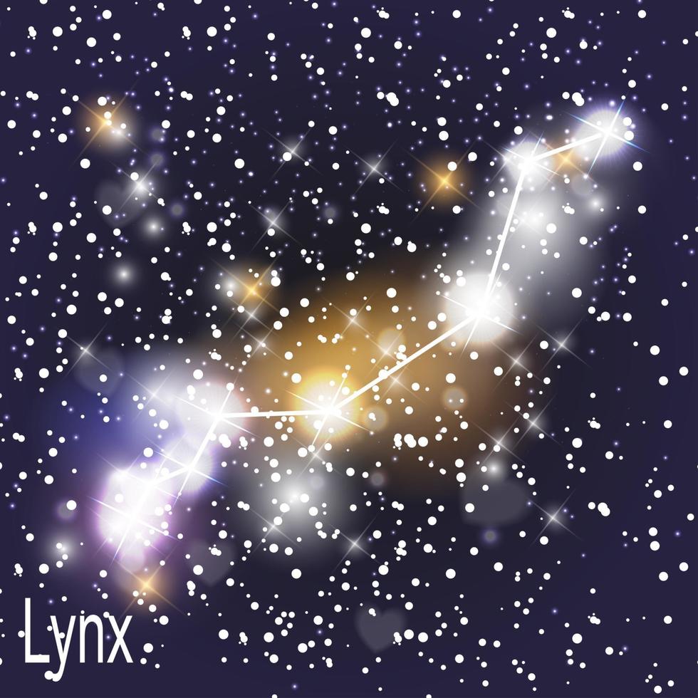 Lynx Constellation with Beautiful Bright Stars on the Background of Cosmic Sky Vector Illustration