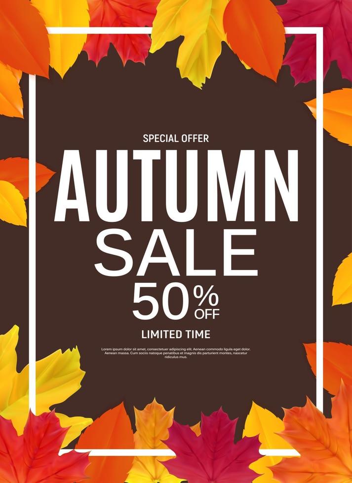 Shiny Autumn Leaves Sale Banner vector