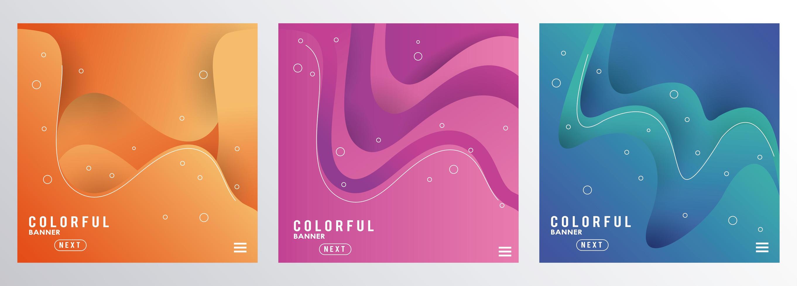 liquid and waves colorful banners backgrounds vector