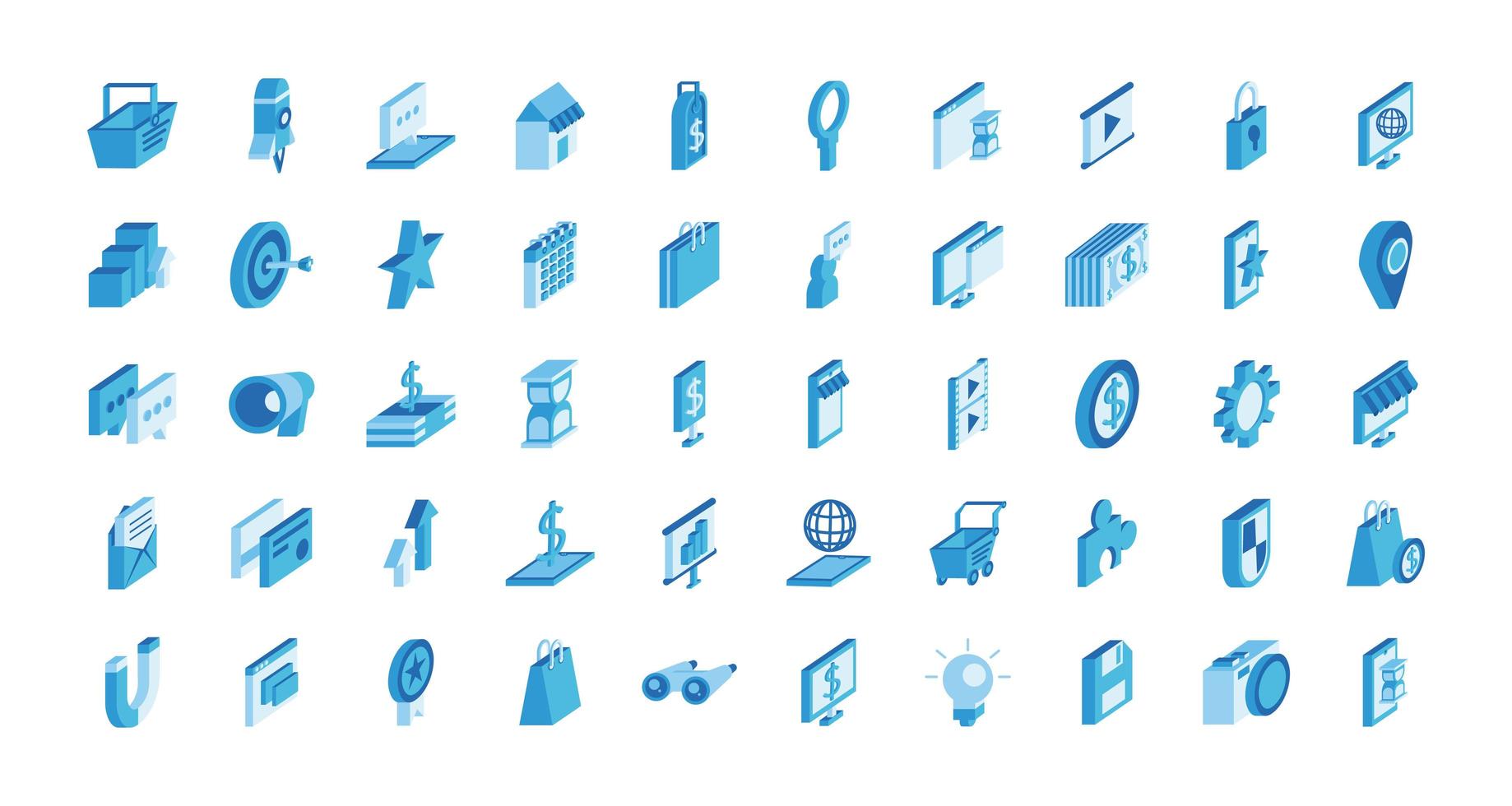 bundle of marketing set icons vector