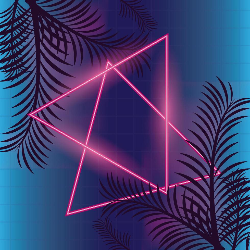 wanderlust poster with palm leafs and geometric figures vector