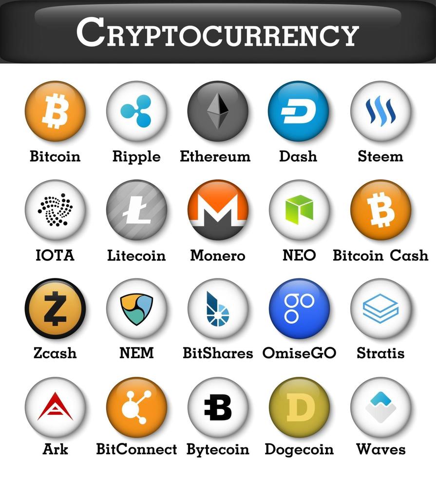 Set of cryptocurrency icon  Vector