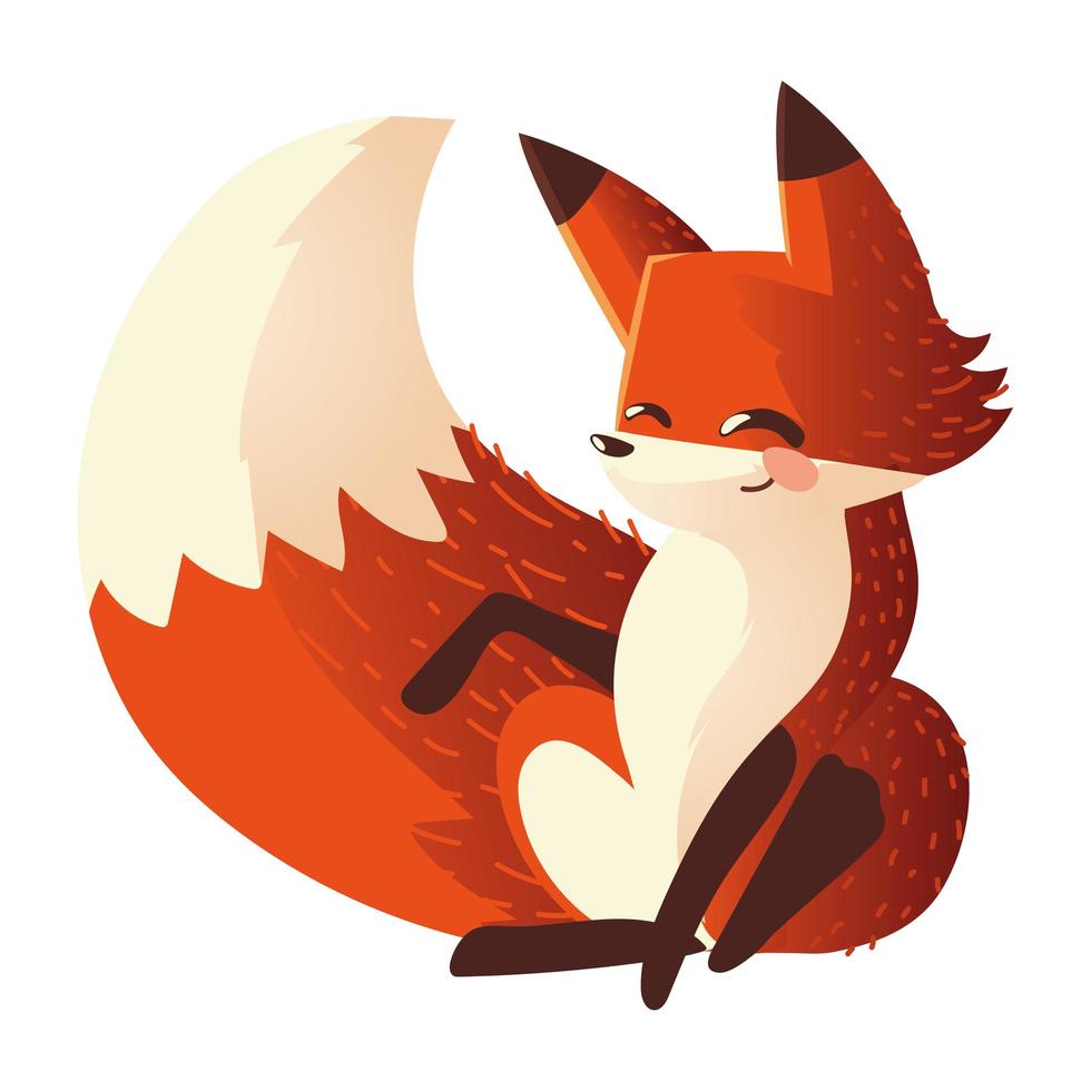 Lindo zorro sentado icono de animal de dibujos animados sobre diseño de fondo blanco vector