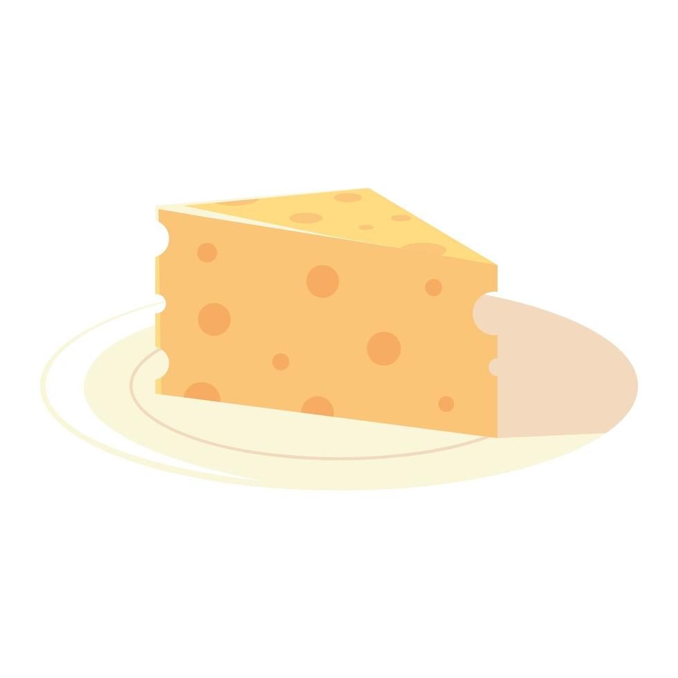 cheese slice in food saucer product icon isolated image vector