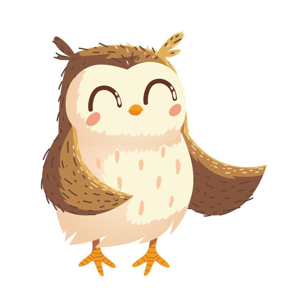 cute owl bird cartoon animal icon over white background design vector