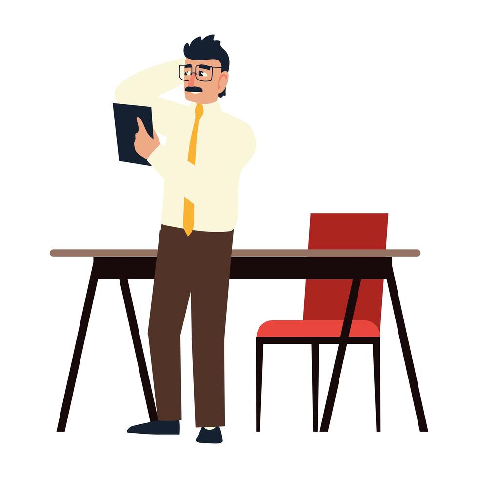 stressed business man with document in hand 2471134 Vector Art at Vecteezy