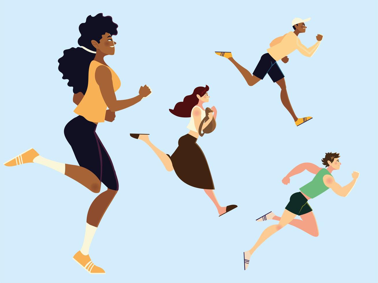 running people various lifestyle activity sport design vector