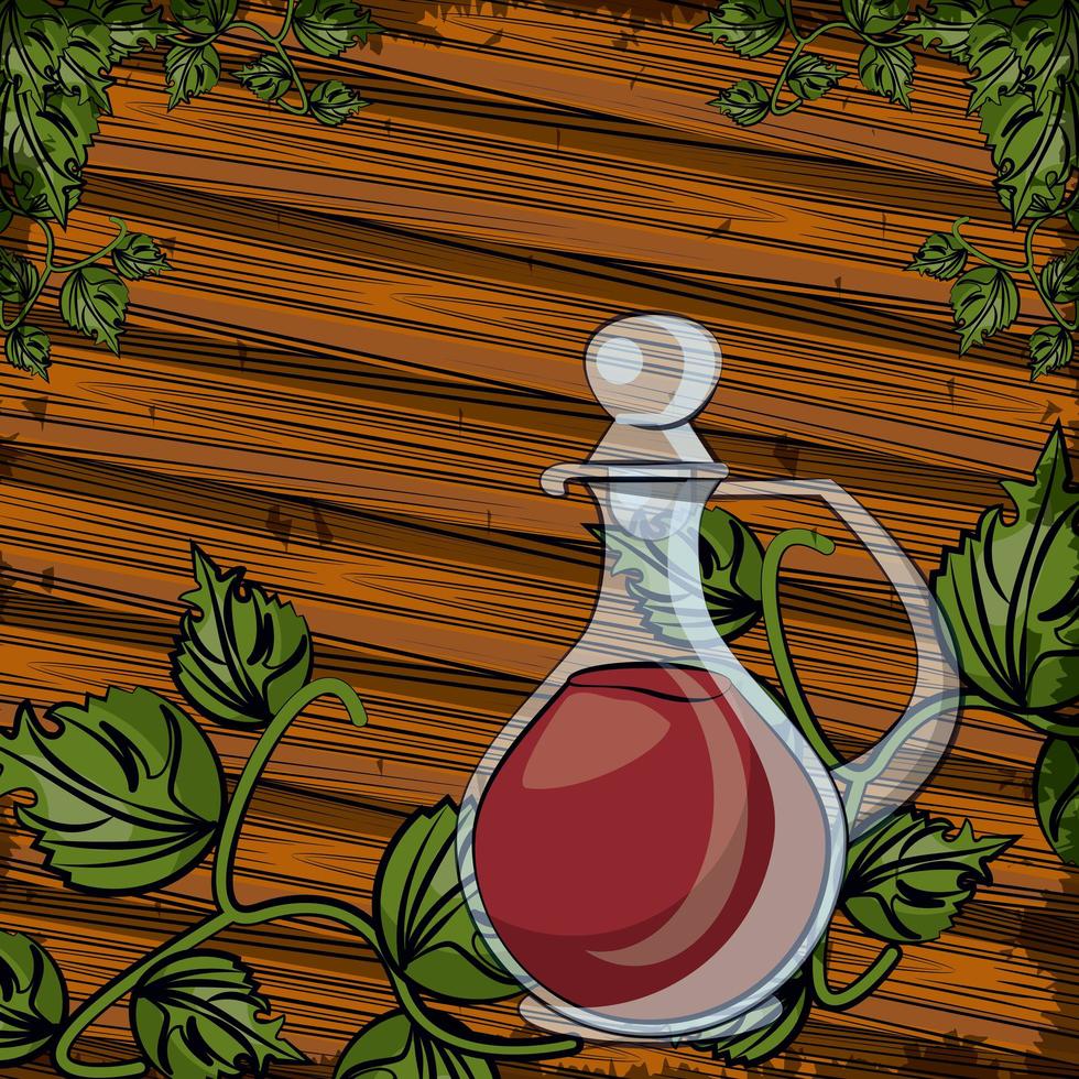 jarra de vino bebida con uvas frutas vector