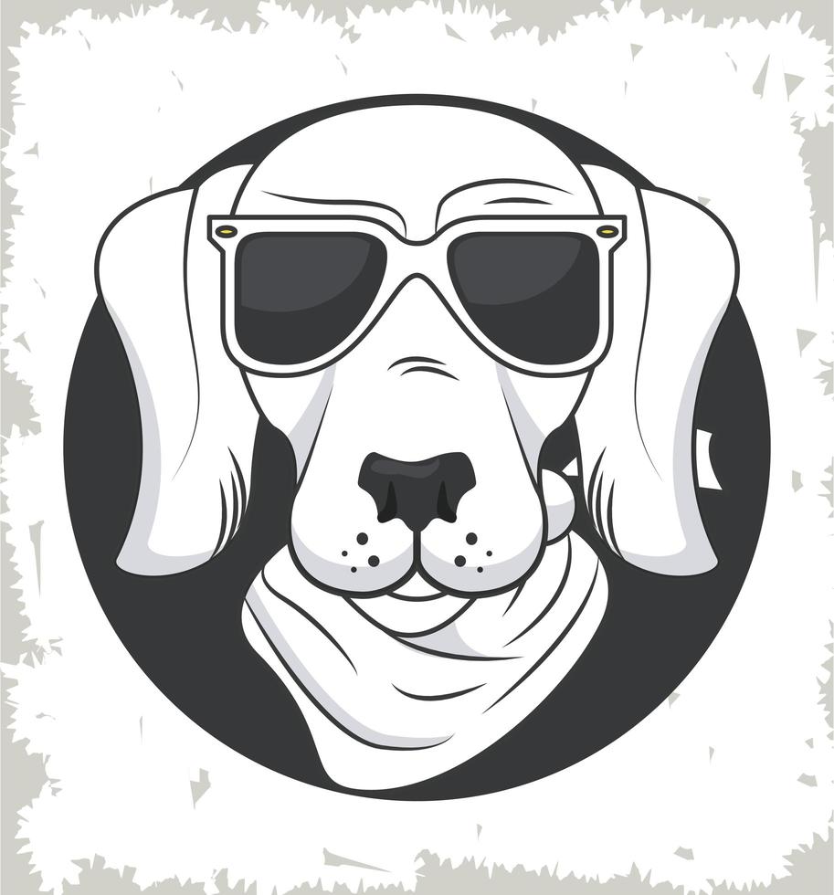 perro gracioso con gafas de sol estilo fresco vector