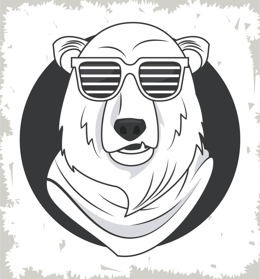 funny bear grizzly with sunglasses cool style vector