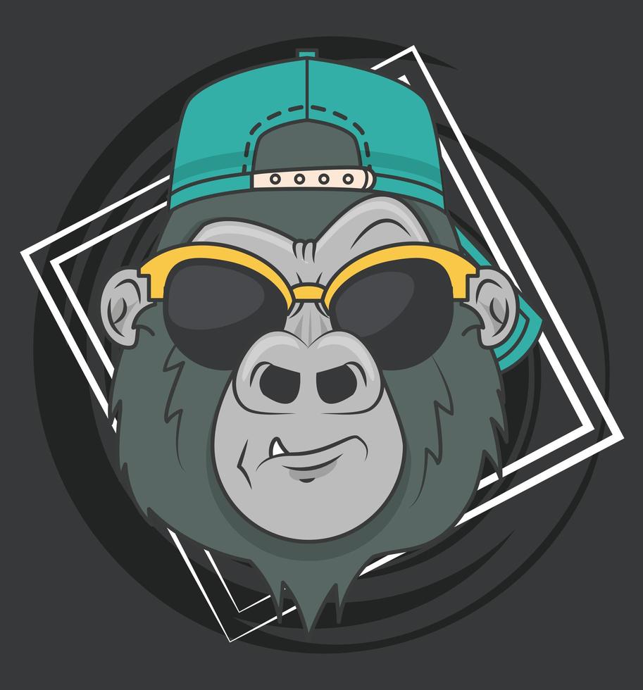 funny gorilla with sunglasses cool style vector