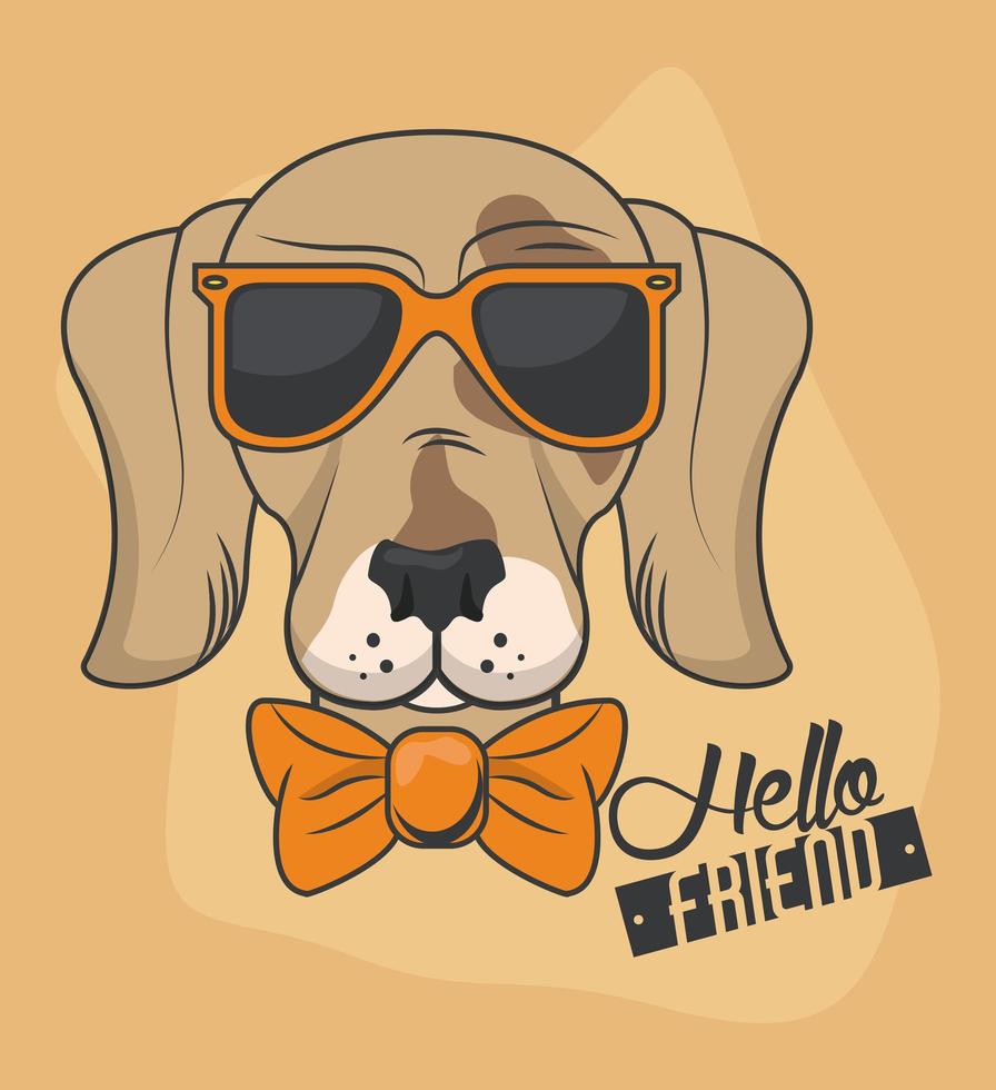 funny dog with sunglasses cool style vector