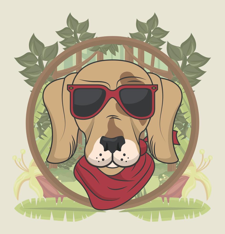 funny dog with sunglasses cool style vector