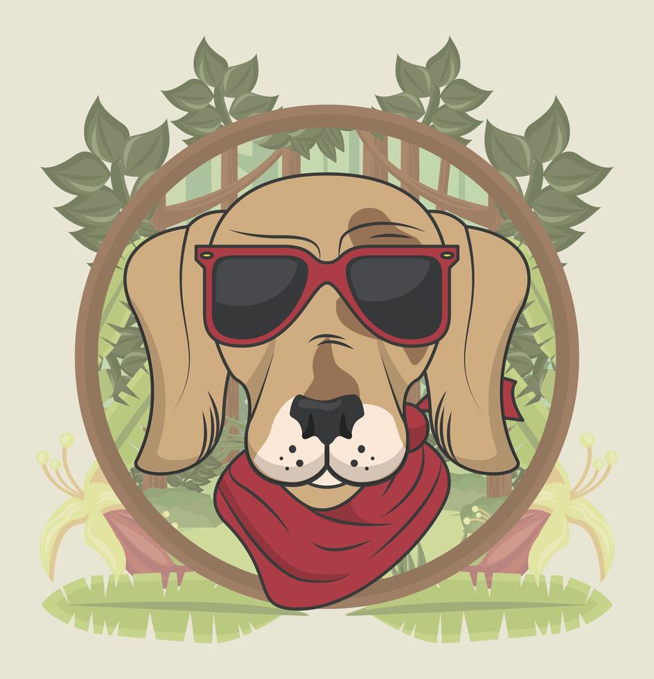 perro gracioso con gafas de sol estilo fresco vector